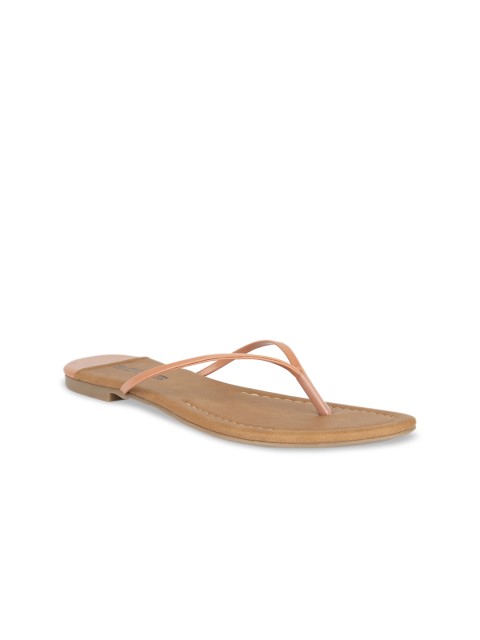 

SOLES Women Nude Solid Open Toe Flats