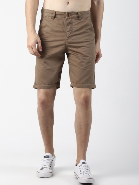 

Blue Saint Men Brown Solid Slim Fit Regular Shorts