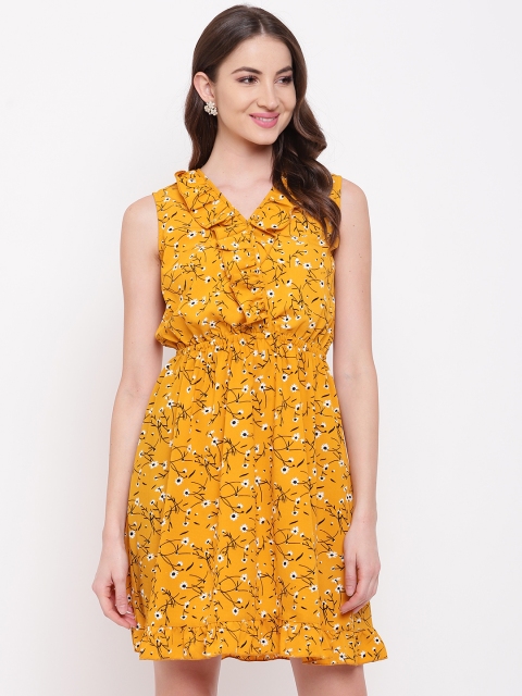 

Mayra Women Yellow Floral Printed Blouson Dress