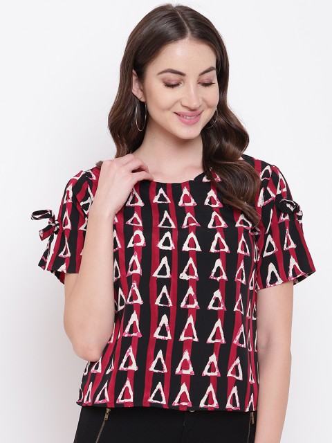 

Mayra Women Black Printed A-Line Top