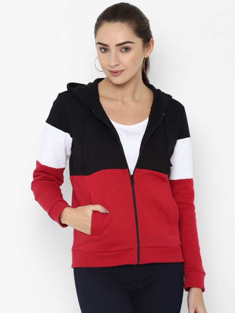 

Allen Solly Women Red & Black Colourblocked Hooded Sweatshirt