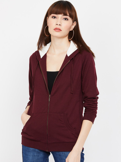 

Fame Forever by Lifestyle Women Maroon Solid Hooded Sweatshirt