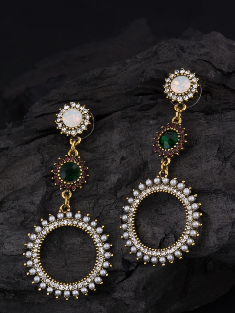 

E2O Gold-Plated & White Circular Drop Earrings