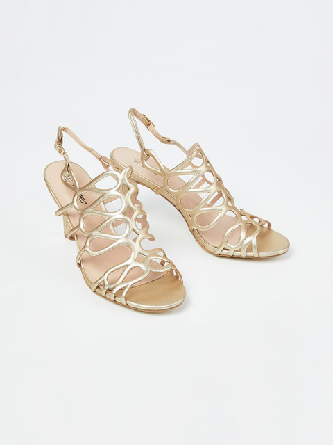 

Ginger by Lifestyle Women Gold-Toned Solid Sandals