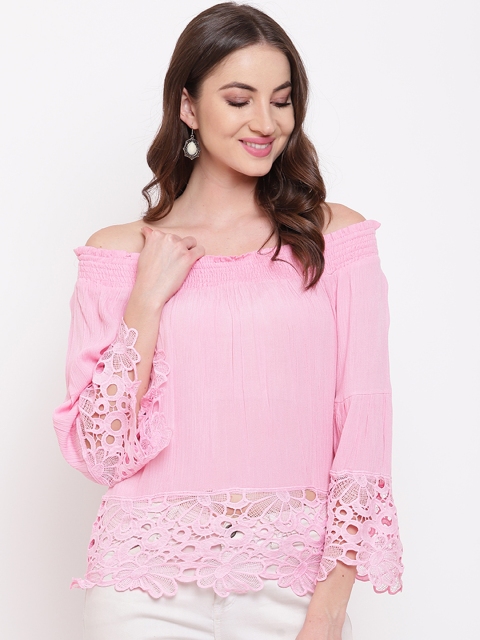 

Mayra Women Pink Solid Bardot Top