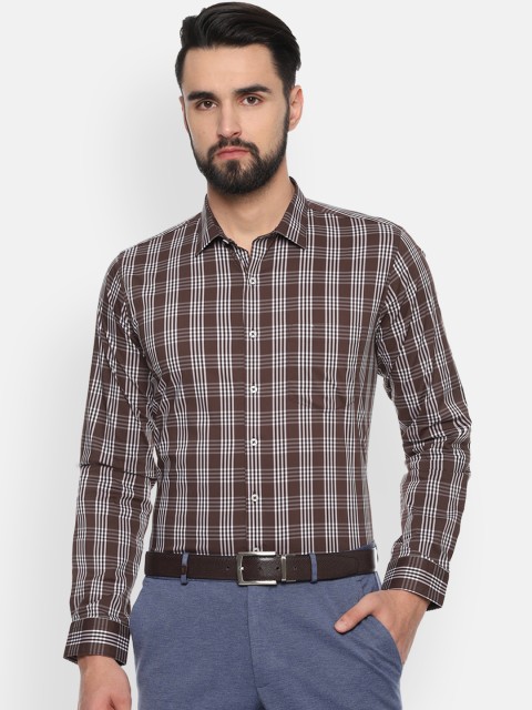 

Van Heusen Men Brown & White Slim Fit Checked Formal Shirt