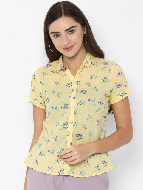 

Allen Solly Woman Yellow & Blue Regular Fit Printed Casual Shirt