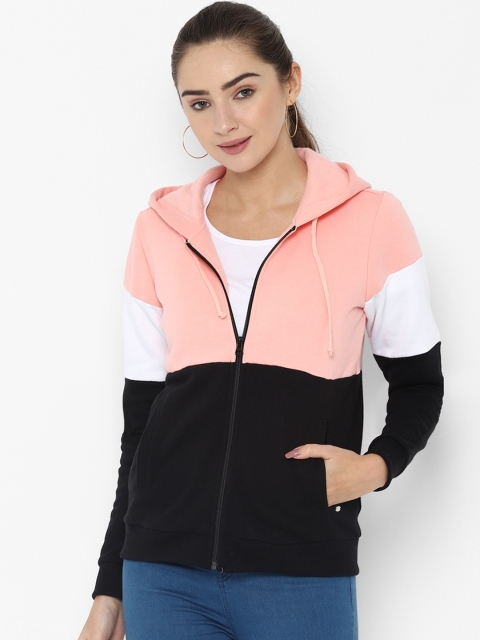 

Allen Solly Woman Pink & Black Colourblocked Hooded Sweatshirt