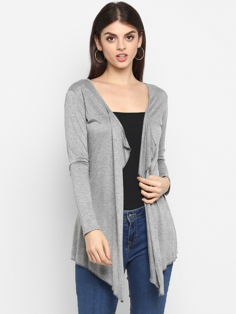 

Color Cocktail Women Grey Melange Solid Open Front Shrug