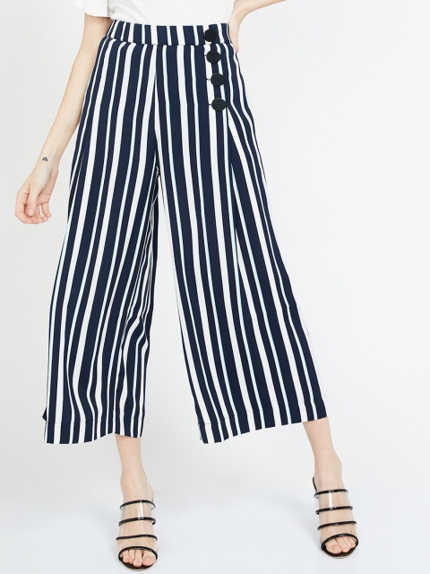 

CODE by Lifestyle Women Navy Blue & White Regular Fit Striped Culottes