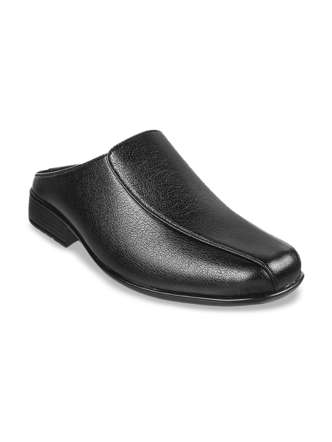 

Metro Men Black Leather Shoe-Style Sandals