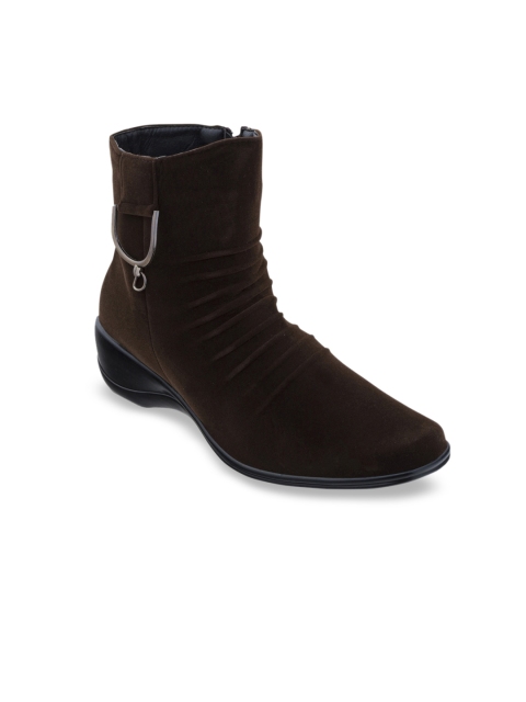 

SHUZ TOUCH Women Brown Solid Heeled Boots