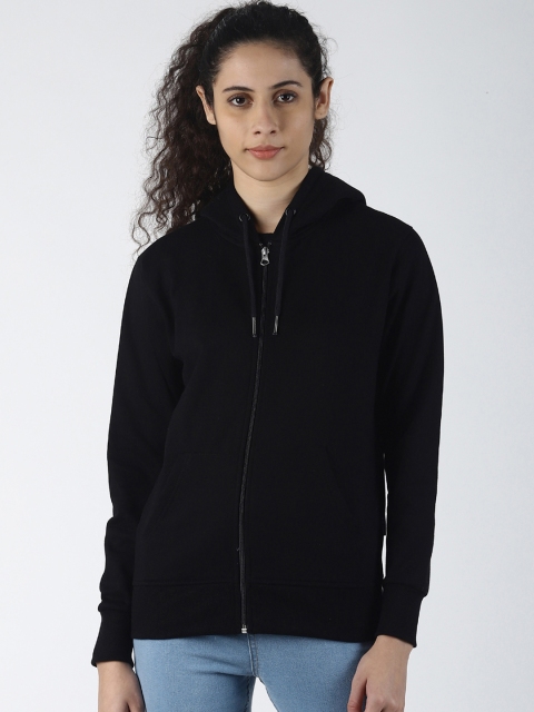 

Blue Saint Women Black Solid Hooded Sweatshirt