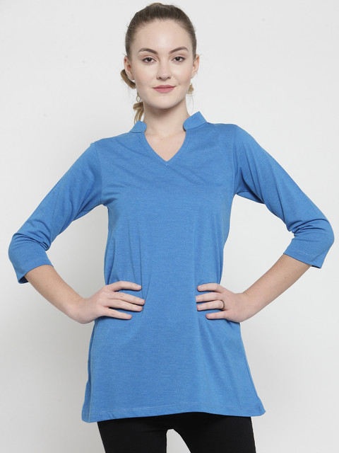 

Kalt Women Blue Solid Knitted Tunic