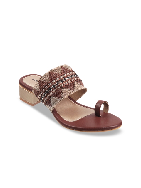 

SOLE HEAD Women Brown Woven Design Heels