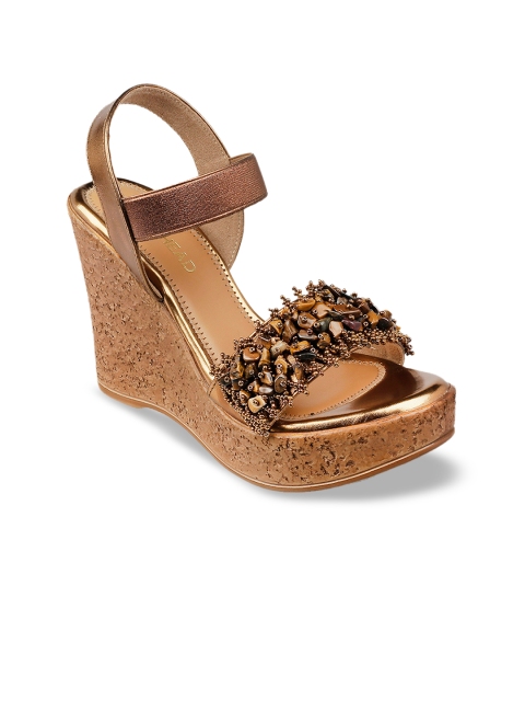 

SOLE HEAD Women Bronze-Toned Solid Heels