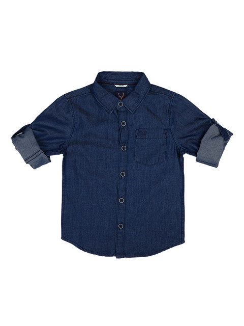 

Allen Solly Junior Boys Navy Blue Regular Fit Solid Denim Casual Shirt