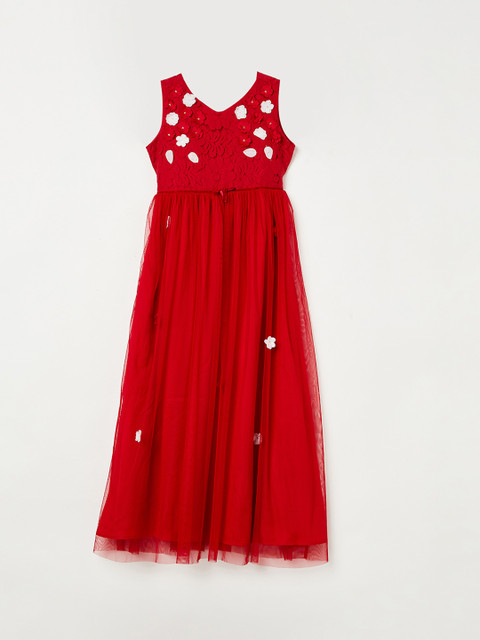 

Fame Forever by Lifestyle Girls Red Self Design Empire Dress