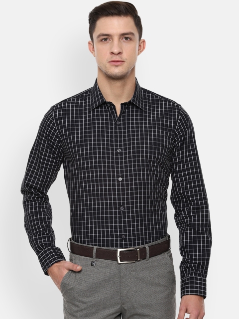 

Van Heusen Men Black & White Slim Fit Checked Formal Shirt