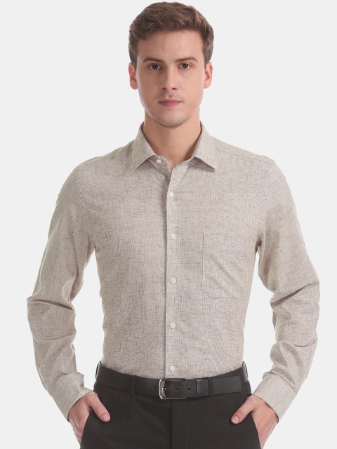 

Arrow Men Beige Self Design Regular Fit Formal Shirt