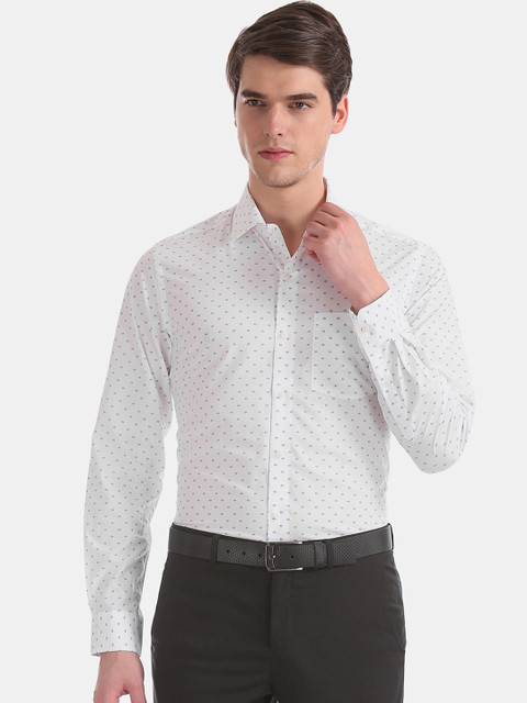 

Arrow Men White & Blue Slim Fit Printed Formal Shirt