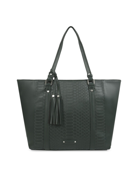 

Toteteca Green Crocodile Skin Textured Shoulder Bag