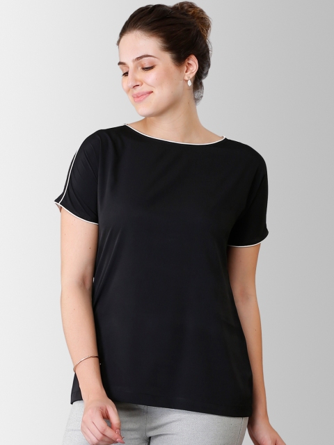 

FableStreet Women Black Solid Top