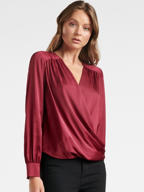 

Forever New Women Red Solid Wrap Top