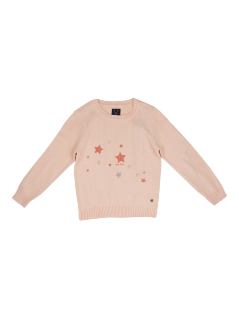 

Allen Solly Junior Girls Peach-Coloured Printed Pullover Sweater