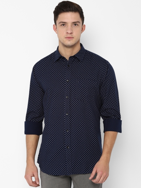 Allen Solly Men Navy Blue & White Slim Fit Printed Casual Shirt