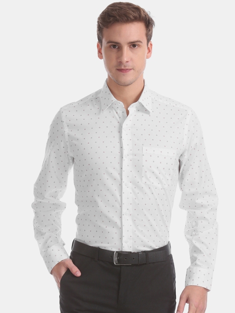 

Arrow Men White & Grey Printed Slim Fit Formal Shirt