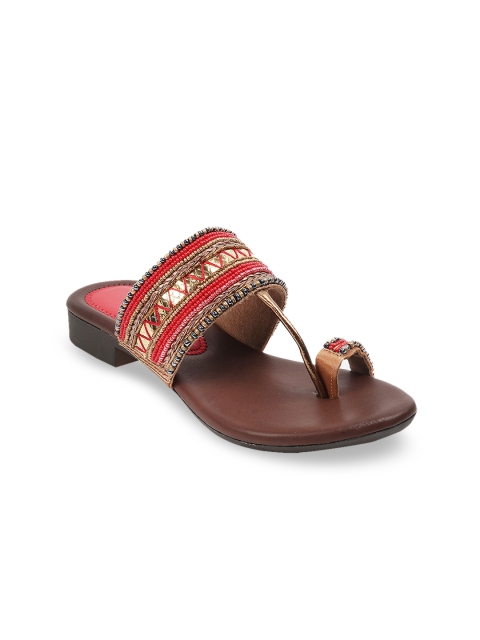 

Kittens Girls Red & Gold-Toned Woven Design Sandals