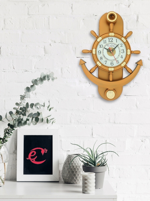 

eCraftIndia Brown & Green Round Solid Analogue Wall Clock