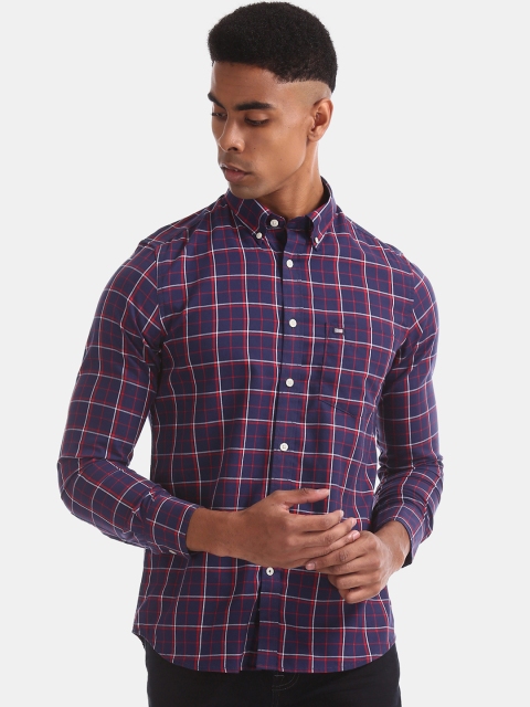

Arrow Sport Men Blue & Red Slim Fit Checked Semiformal Shirt