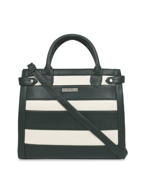 

Toteteca Green & White Striped Handheld Bag