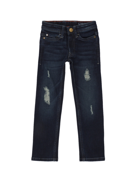 

Allen Solly Junior Boys Navy Blue Regular Fit Mid-Rise Mildly Distressed Stretchable Jeans