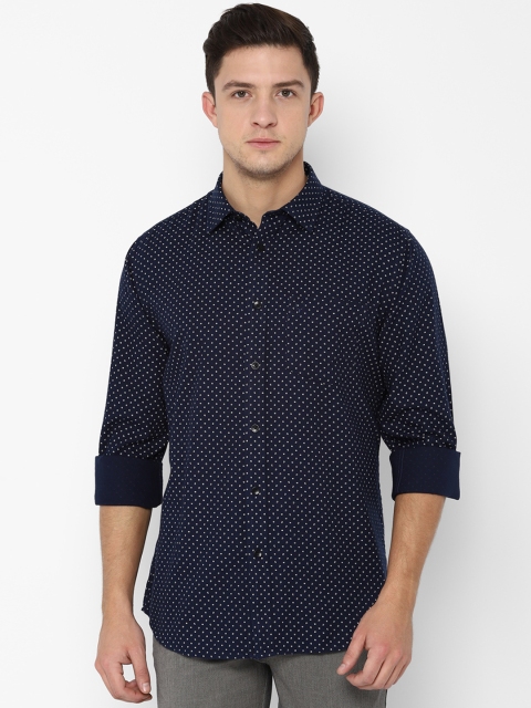 

Allen Solly Men Navy Blue & White Slim Fit Printed Casual Shirt