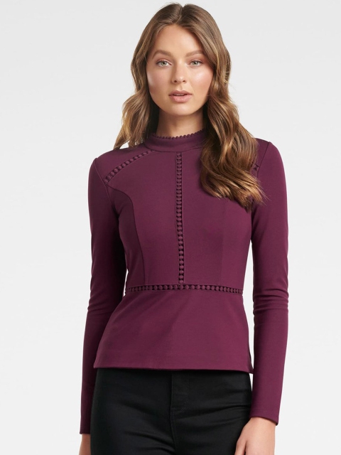 

Forever New Women Maroon Solid Cinched Waist Top