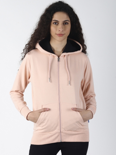 

Blue Saint Women Pink Solid Hooded Sweatshirt