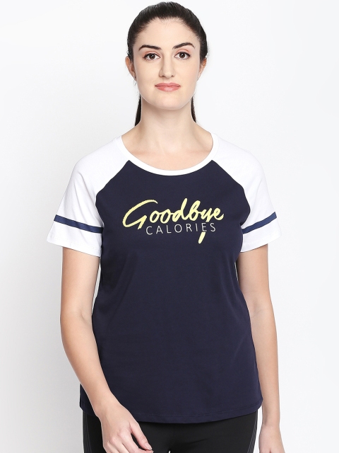 

Ajile by Pantaloons Women Navy Blue & White Printed Round Neck T-shirt