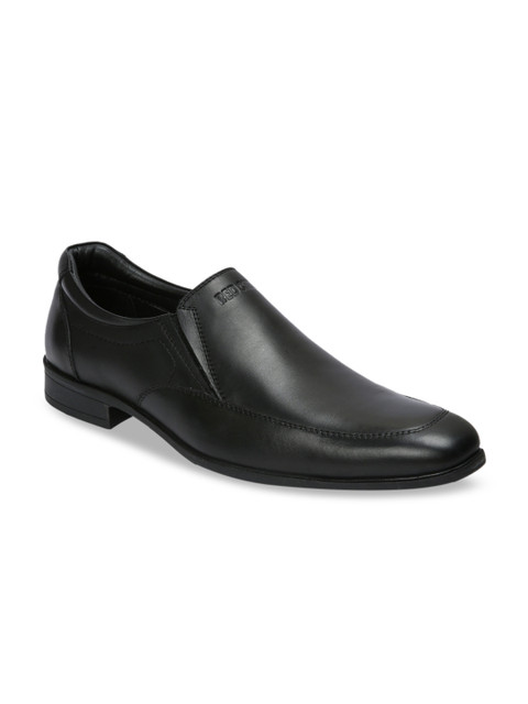 

Red Chief Men Black Solid Leather Formal Slip-On Shoes