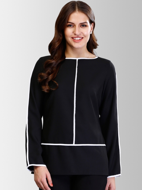 

FableStreet Women Black Solid A-Line Top