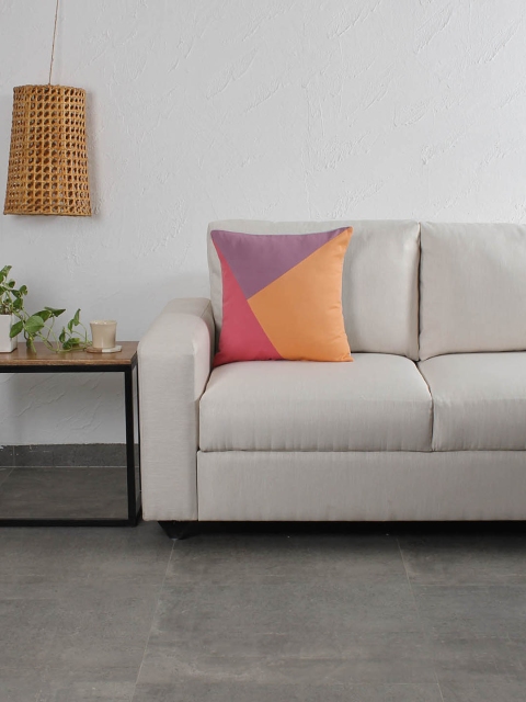 

House This Purple & Orange Single Colourblocked Square Cushion Covers