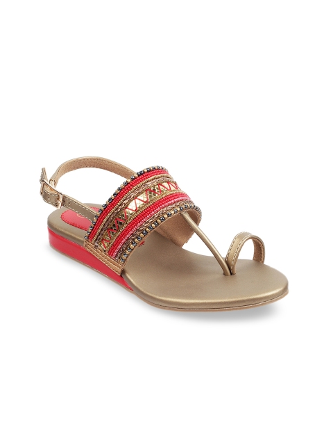 

Kittens Girls Red Woven Design T-Strap Flats