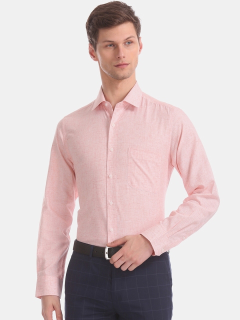 

Arrow Men Peach-Coloured Self Design Regular Fit Formal Shirt