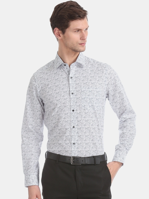 

Arrow Men White & Blue Slim Fit Printed Formal Shirt