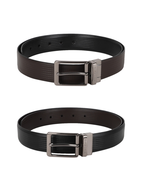 

Peter England Men Black & Brown Textured Reversible Belt
