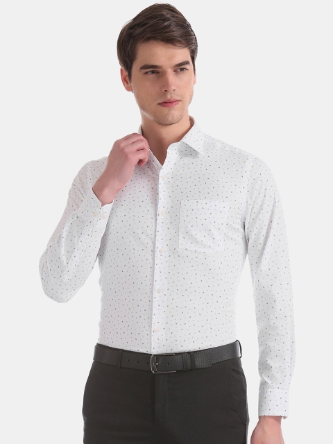 

Arrow Men White & Blue Slim Fit Printed Formal Shirt