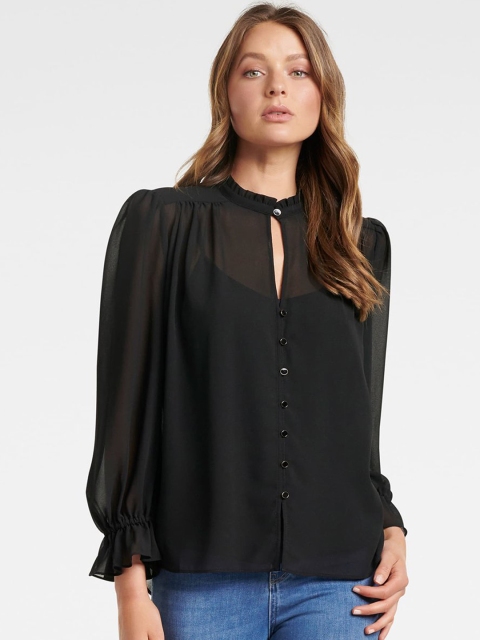 

Forever New Women Black Solid Shirt Style Top