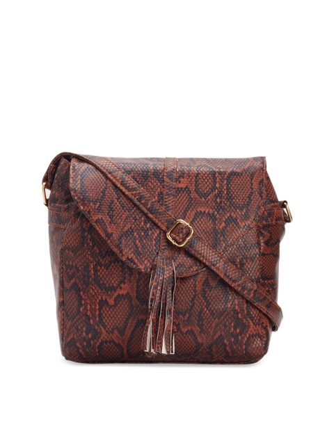 

Bagstopia Brown & Black Animal Textured Sling Bag